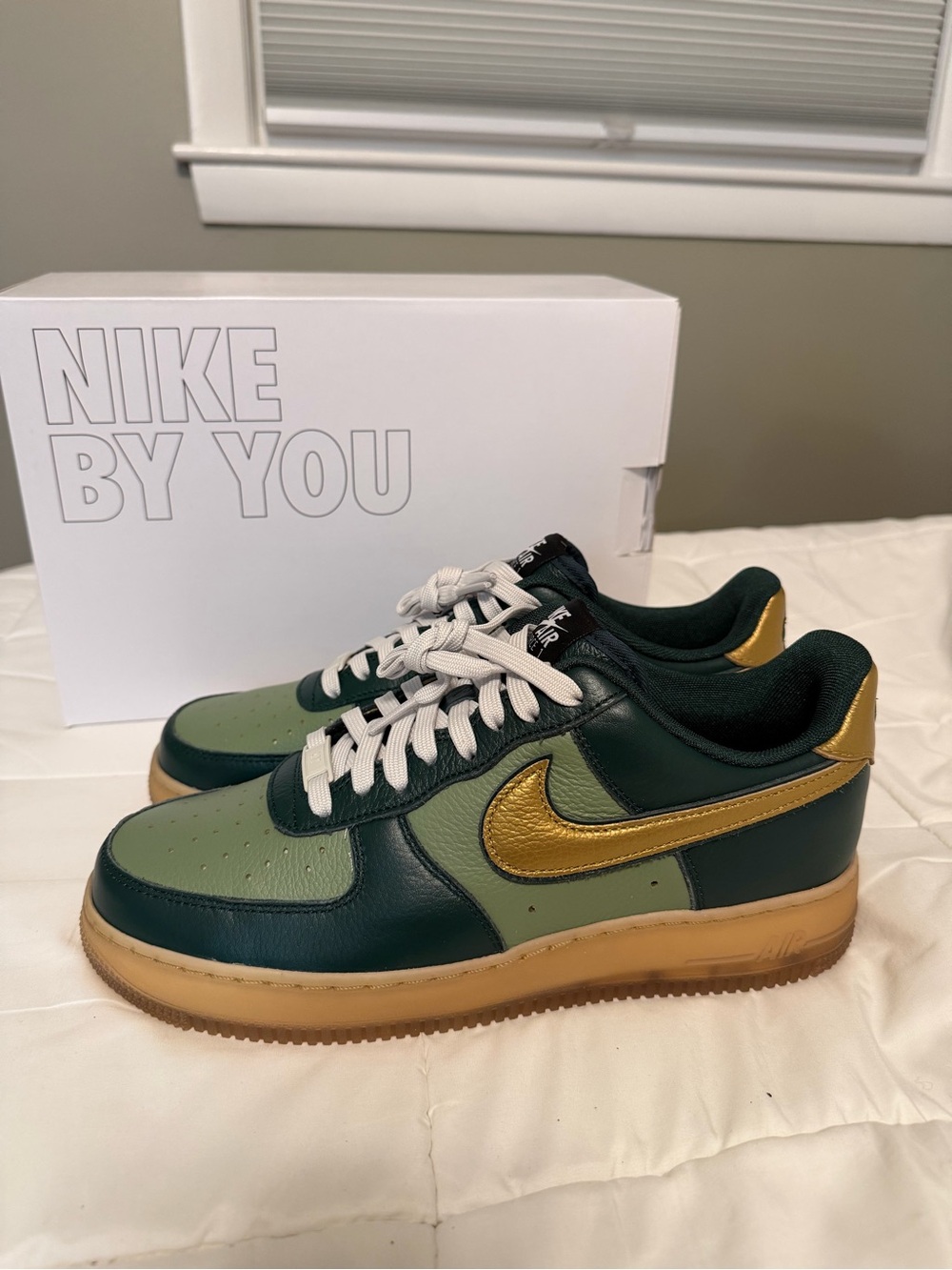 Nike By You Custom Air Force 1 in Green and Gold